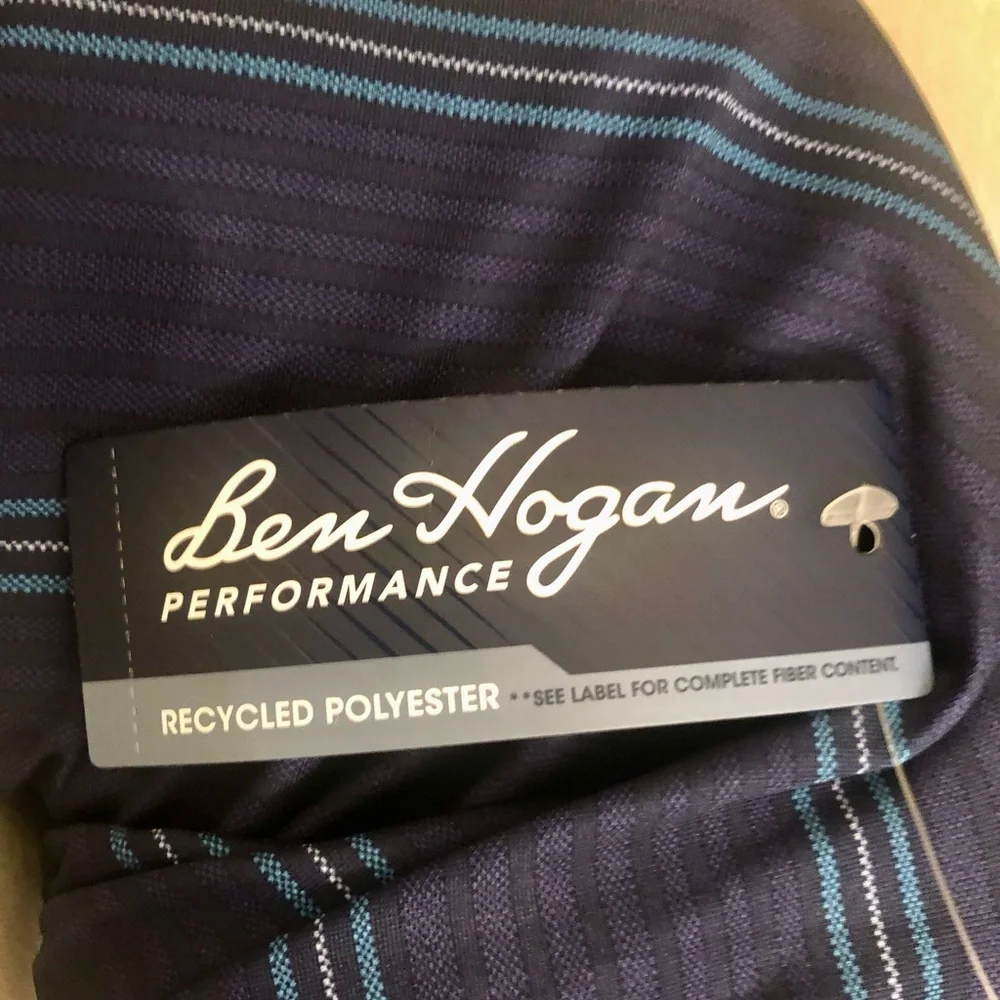 Ben Hogan Navy striped performance Golf Polo Shirt Men’s XL New